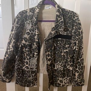 Leopard print jean jacket